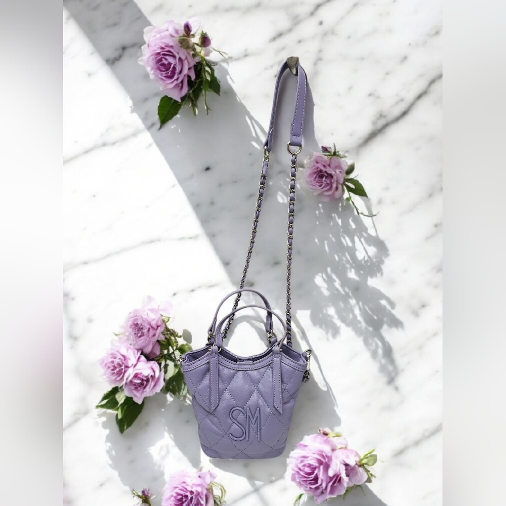 Nwt Steve Madden Mini Crossbody Bag with Silver and Purple Chain
